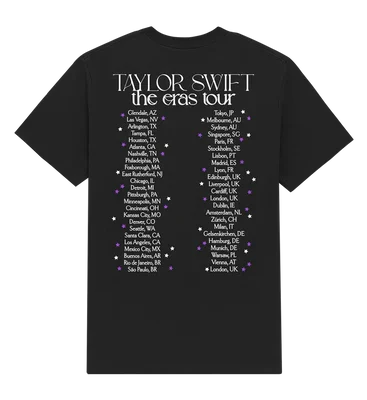 Taylor Swift The Eras Tour Live Photo Stars Black T-Shirt